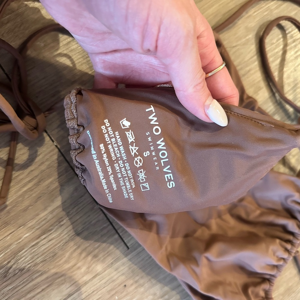 Two Wolves Brown Triangle Bikini Set - image 2